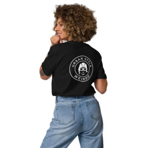 Camiseta negra unisex mujer espalda
